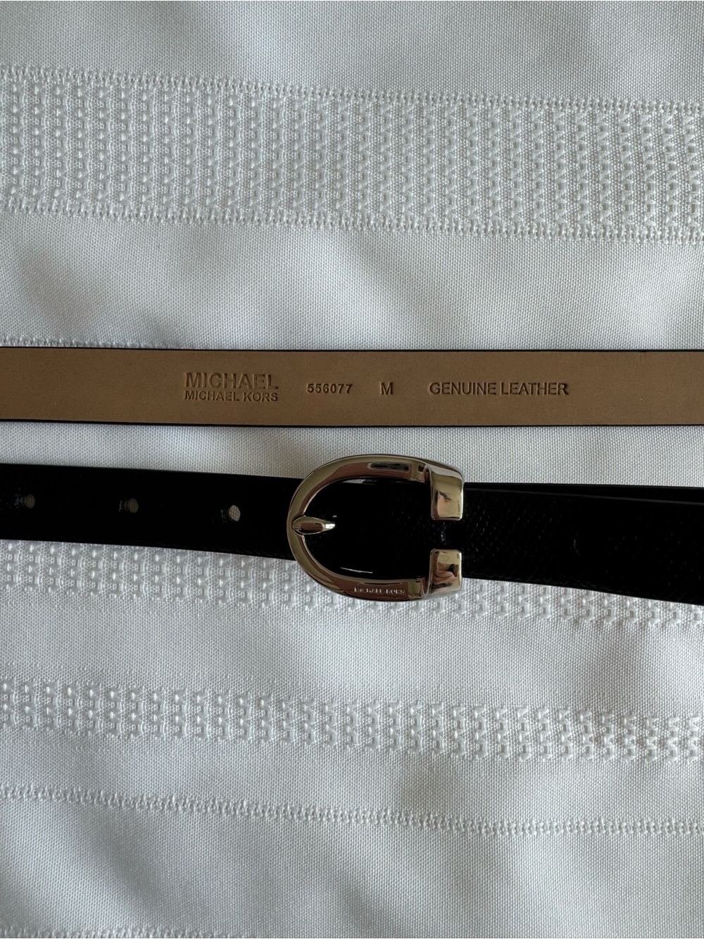 Michael Kors Black Genuine Leather Skinny Belt Silver Buckle Size Medium M